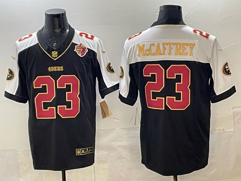 Men 2026 Nike San Francisco 49ers #23 Mccaffrey Black 3th generation Thorwback Limited NFL Jersey 01